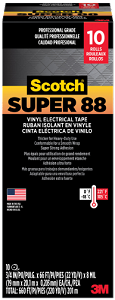 Scotch Super 88 Electrical Tape Vinyl  3/4