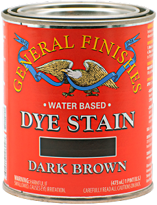 General Finishes Water Base Dye Stain Dark Brown Pint