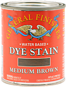 General Finishes Water Base Dye Stain Medium Brown Pint
