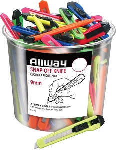 Allway Snap-Off Knives 13-Point  9mm  50/Bucket