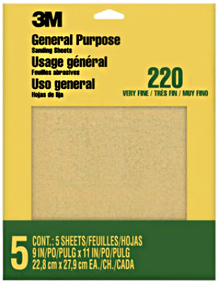 3M 9000 Sanding Sheets Aluminum Oxide Very Fine 9"x11"  (5 Pack) 