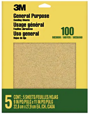 3M 9002 Sanding Sheets Aluminum Oxide Medium 9"x11"   (5 Pack) 