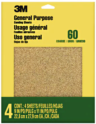 3M 9003 Sanding Sheets Aluminum Oxide Coarse 9"x11"  (5 Pack) 