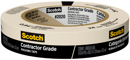 Scotch 2020A 3-Day Masking Tape 1"x 60yd 