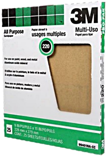 3M  Pro-Pak Sanding Sheets Aluminum Oxide  220A  9"x 11"  (25 Pack) 