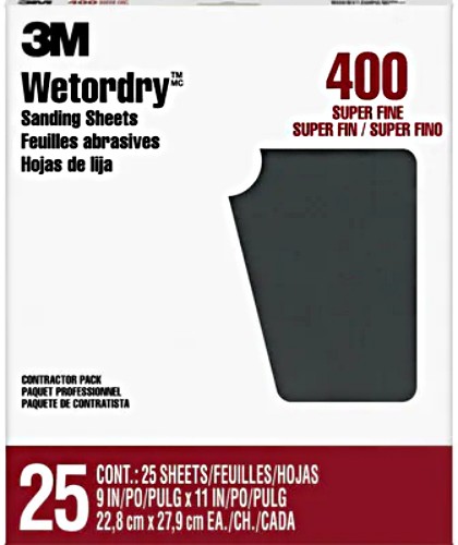 3M  Wetordry Sanding Sheets 400A 9"x 11" (25 Pack) 