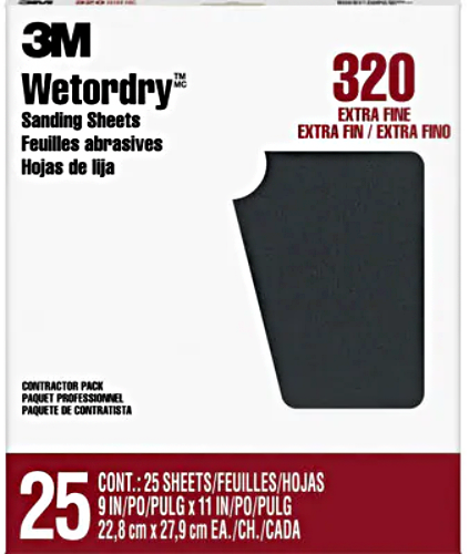 3M  Wetordry Sanding Sheets 320A 9"x 11" (25 Pack) 
