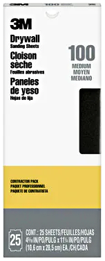 3M  Drywall Sandpaper 100D  4-3/16"x 11"  (25 Pack) 