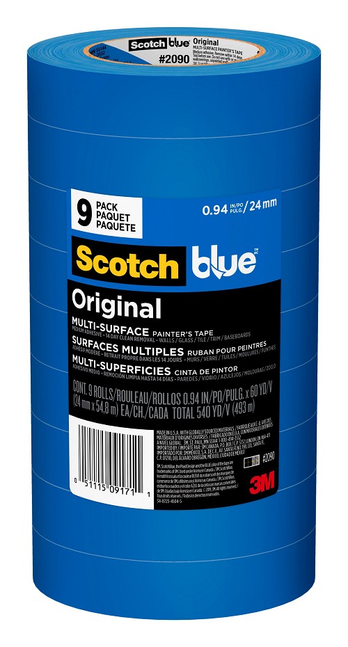 ScotchBlue 2090 14-Day Masking Tape 1" X 60yd Contractor Pack  