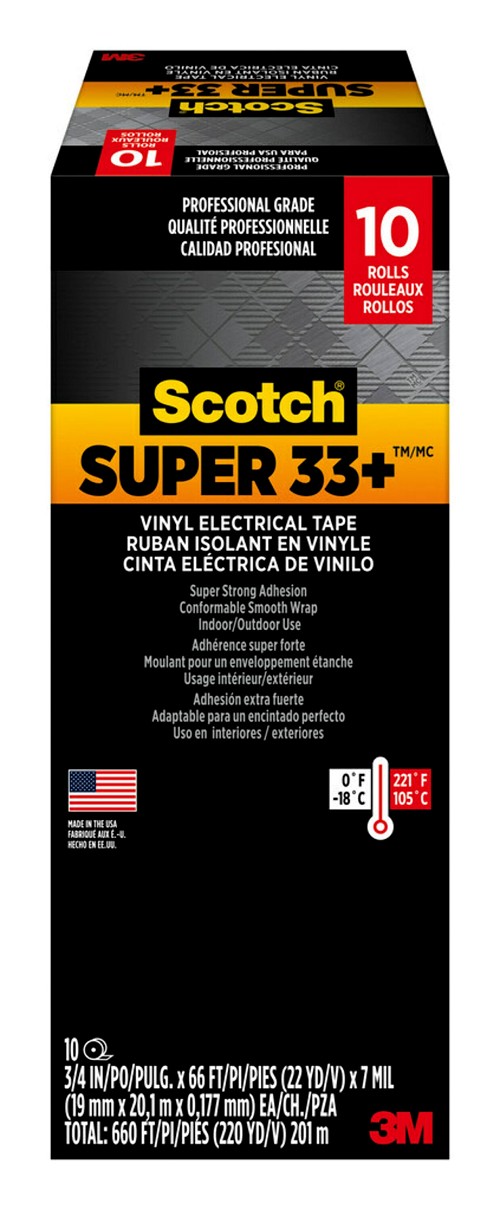 3M Super 33+  Electrical Tape Vinyl 3/4"x 66' 