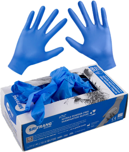SriTrang 3.5mil Blue Nitrile Powder-Free Gloves XL 4/box 