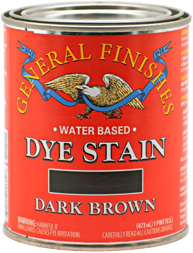General Finishes Water Base Dye Stain Dark Brown Pint 
