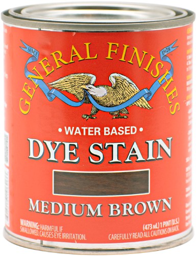 General Finishes Water Base Dye Stain Medium Brown Pint 