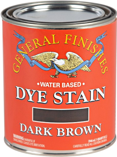 General Finishes Water Base Dye Stain Dark Brown Quart 