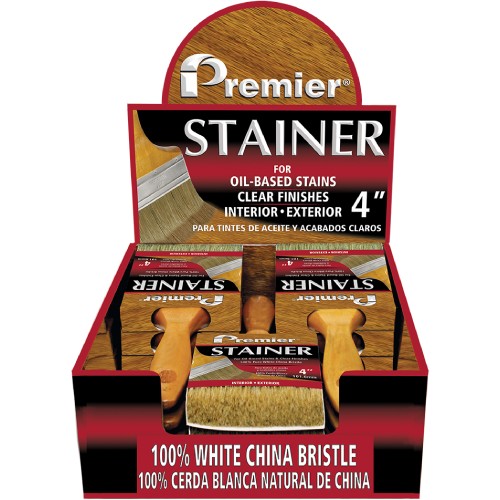 Premier Paint White China Stainer Brush  4"  (12 Pack Display) 