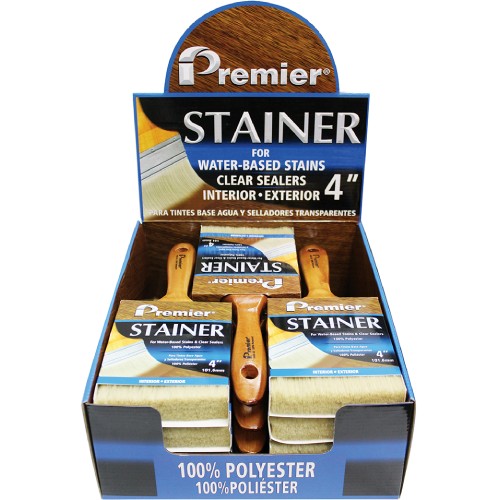 Premier Paint Stainer Brush Brown Poly 4" (12 Pack Display) 