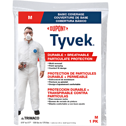 Tyvek Coveralls With Hood Medium   