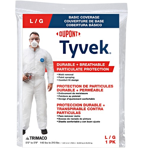 Tyvek Coveralls With Hood Large  