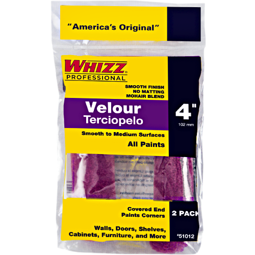 Whizz Velour Roller Cover 4"  (2 Pack) 